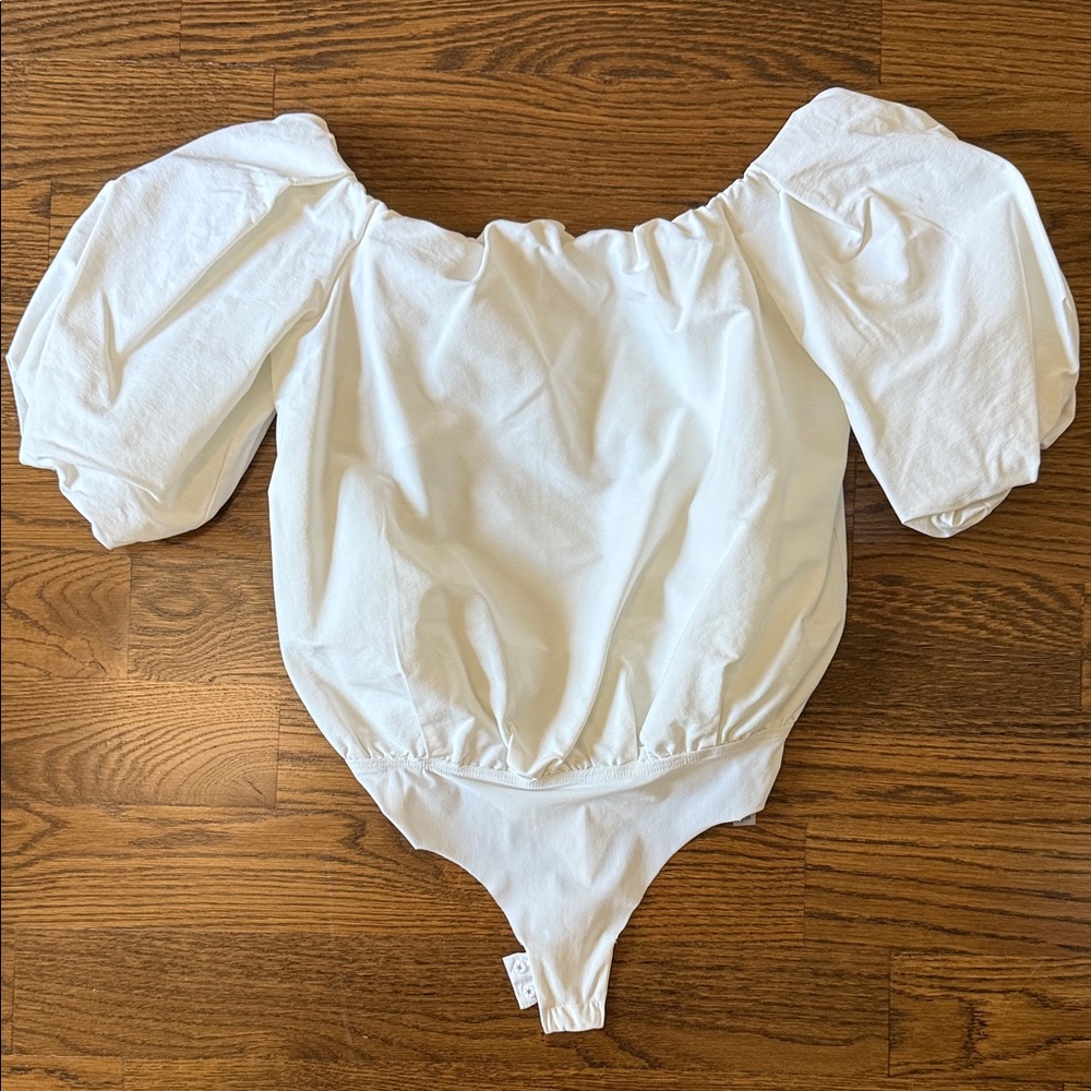 ALIX NYC White Puff Sleeve Bodysuit